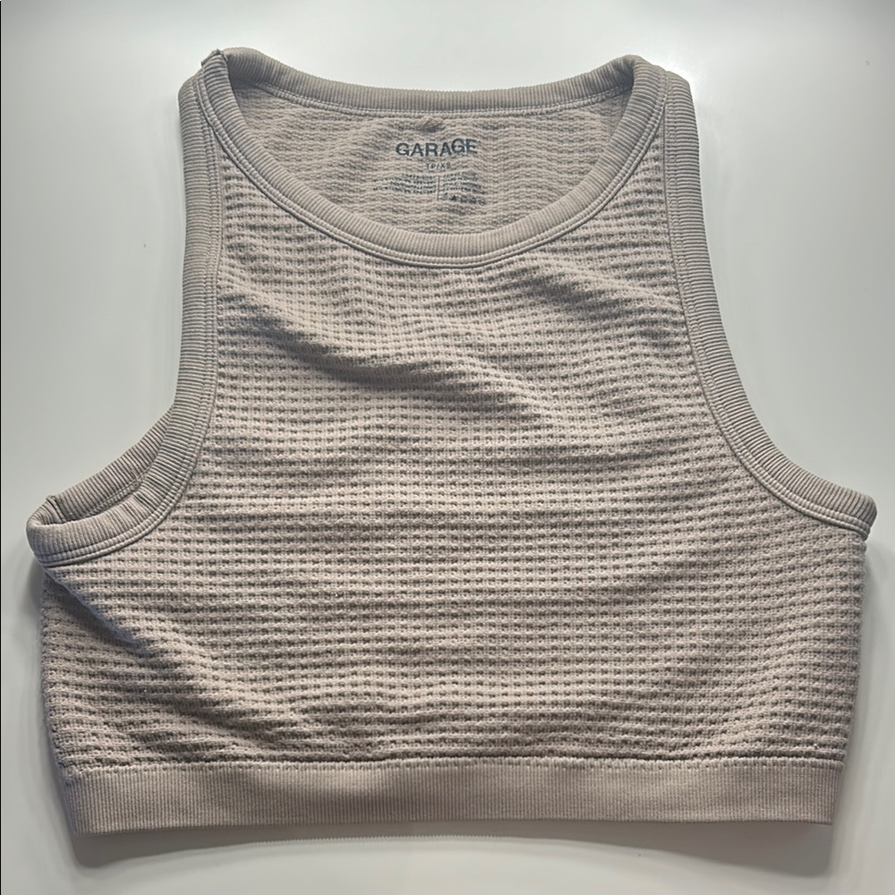 Garage Light Beige Textured Sleeveless Top